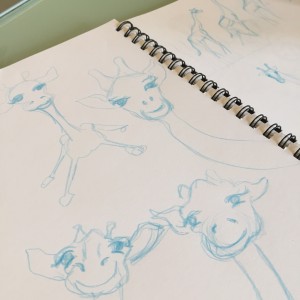 WIP rough sketches for giraffe animal panels arttally