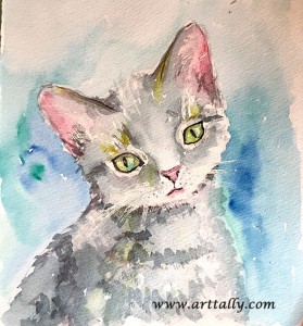 watercolour cat no 3 arttally