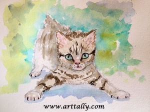 A kitten in watercolour arttally