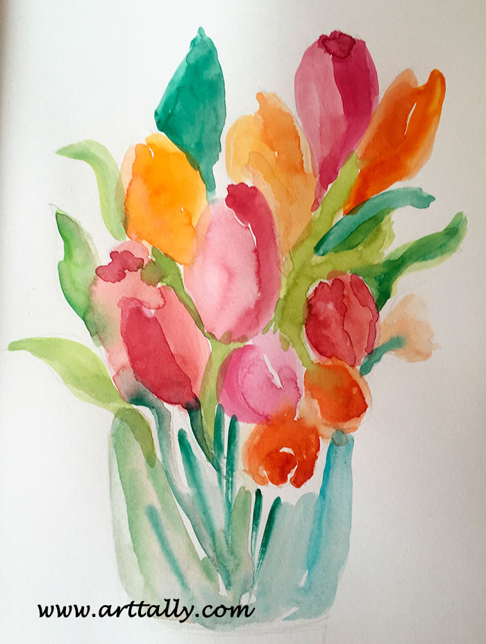 quick loose tulips in watercolour arttally