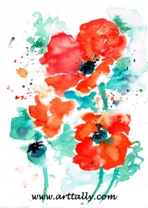30 minute watercolour poppies