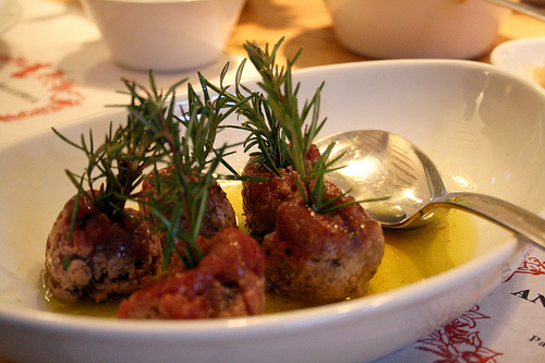 meatballs with rosemary skewers