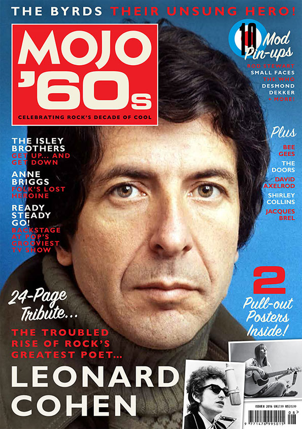 Leonard Cohen, on the cover of MOJO '60s, Volume 8.