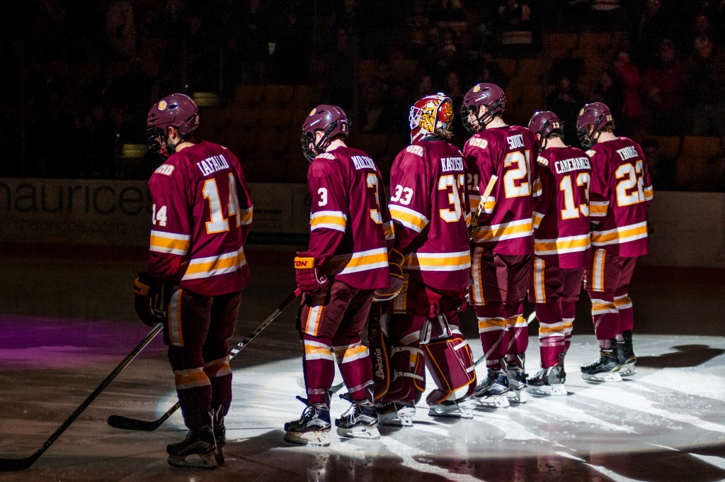 At No. 14, UMD is the lone team in the Northeast Regional outside the top 10 in the USCHO poll. Providence leads the way at No. 4, while Boston College checks in at No. 6 and Harvard is No. 10. ALEX GANEEV/STATESMAN