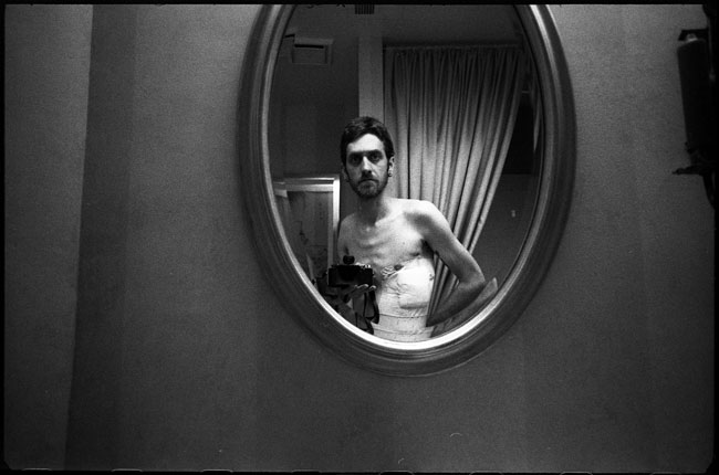 Black and White Photograph: Self Portrait with Chest Wound, 2011