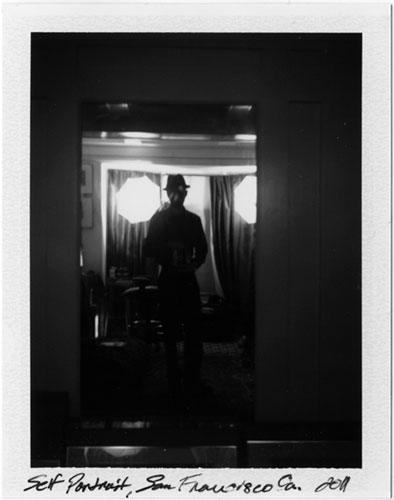 black and white polaroid, self portrait, san francisco, 2011