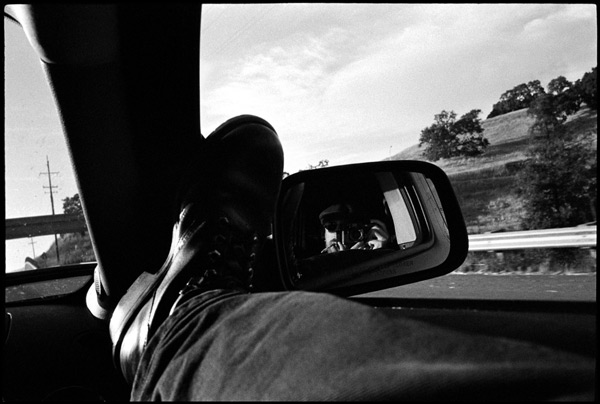 Black and White Photographs: Self Portrait in the Rearview Mirror.