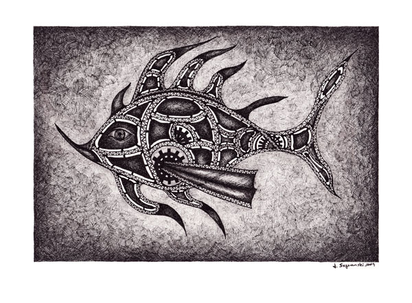 Pen and Ink Drawings: Sea Creature #1