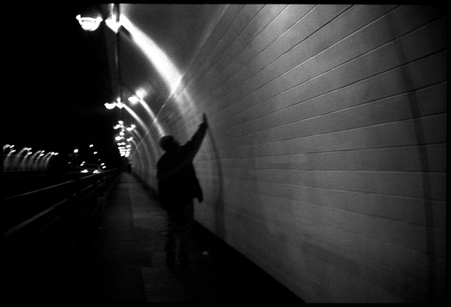 Black and White Photograph: Stockton Tunnel, San Francisco, 2:00 AM