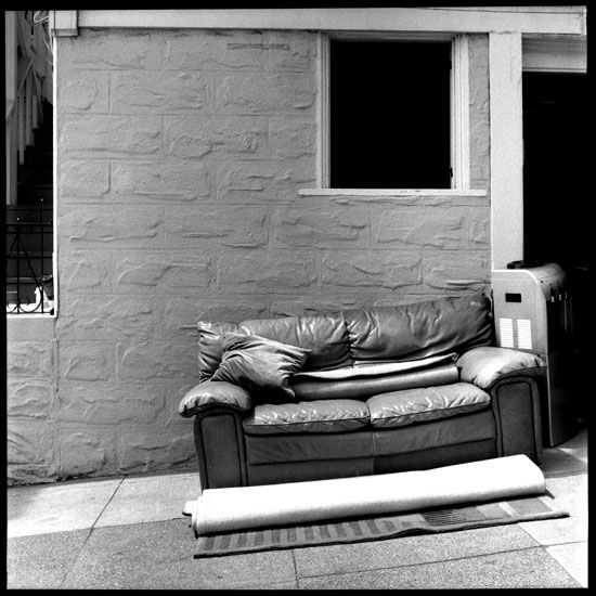 Black and White Photograph: Couch on Church Street