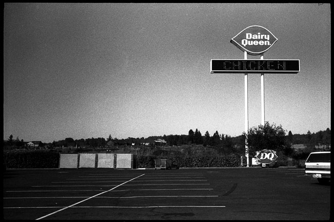 Black and White Photograph: Dairy Queen, On The Road...