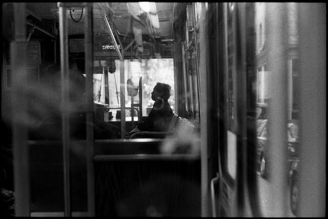 Black and White Photograph: Muni Bus Rider, San Francisco