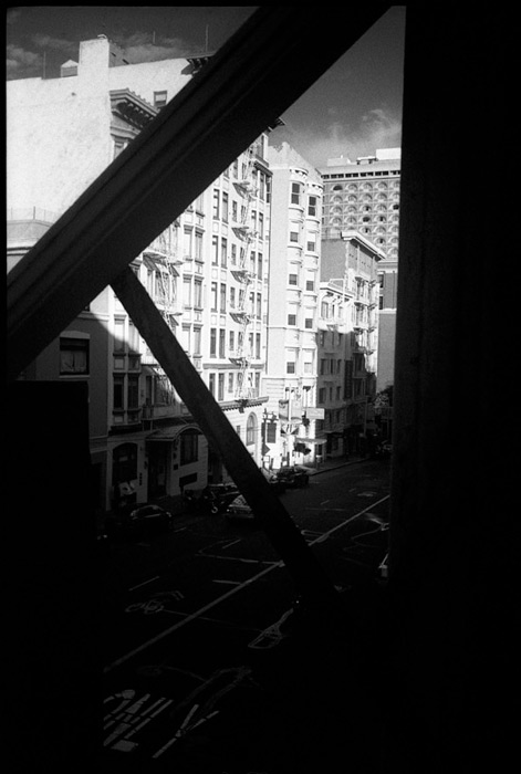 Black and White Photograph: Post St., San Francisco, Through the Window #1