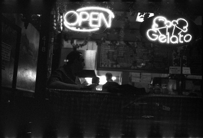 Black and White Photograph: Man in Pizzeria Window, San Francisco