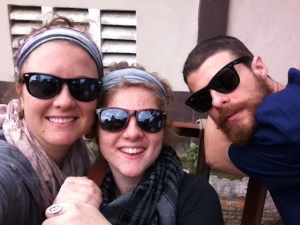 Joy with bro and sis, in Haiti