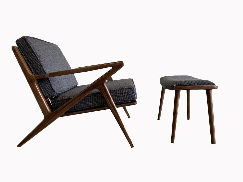 Walnut Z Chair with Ottoman — Bowery & Grand