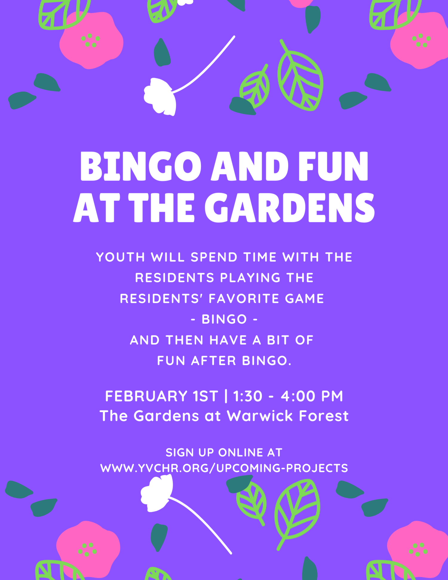 Bingo And Fun At The Gardens Full Wait List Only Yvchr