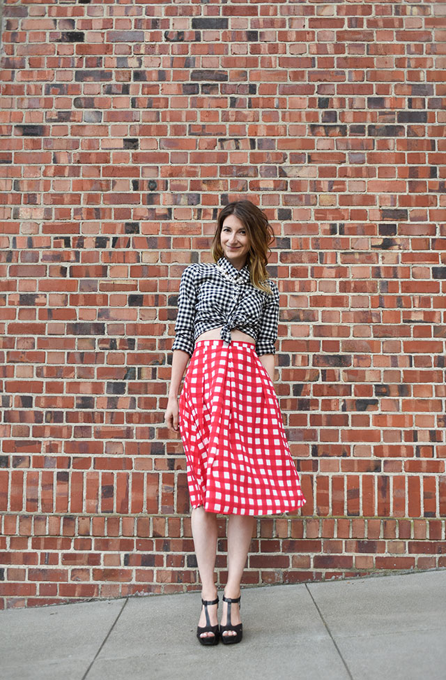 Red-Check-Pleated-skirt-outfit-5