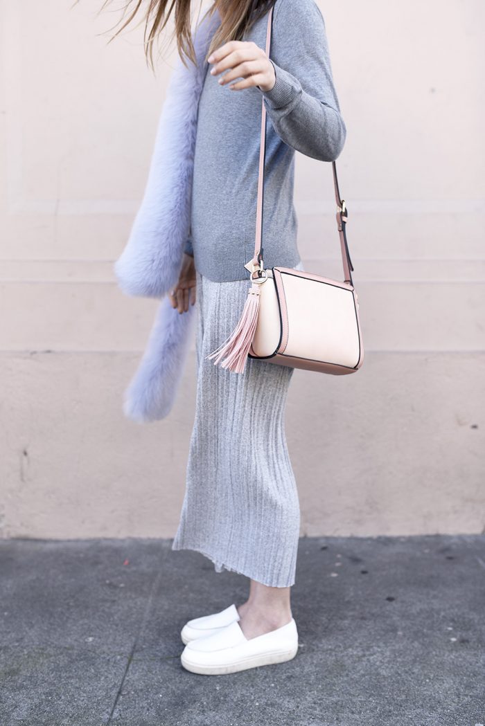 light-gray-culottes-fur-scarf-blush-baby-pink-outfit5