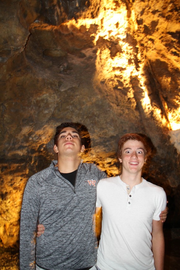 Kaan and Andrew cool off post race in the crystal caves