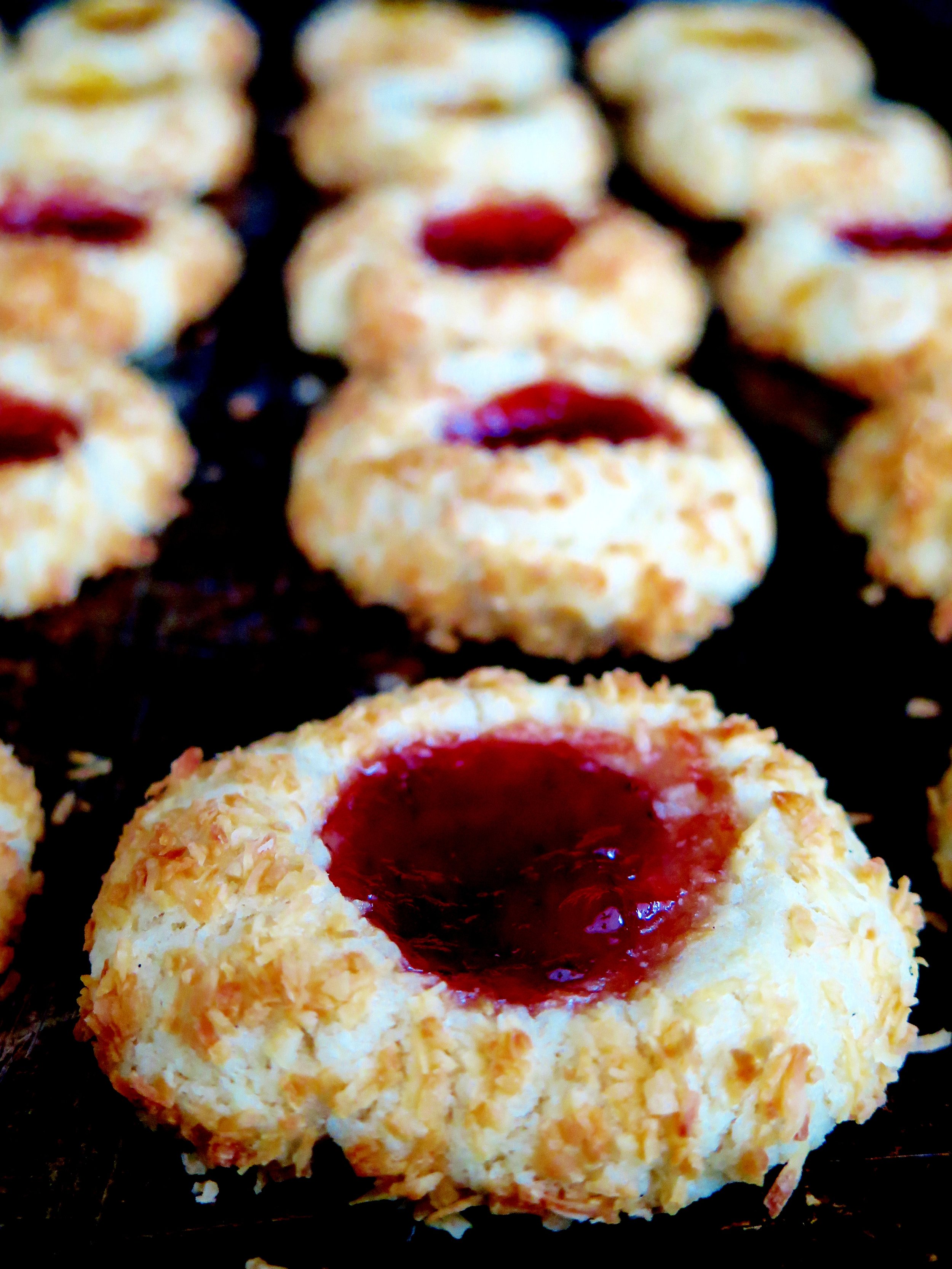Coconut & Strawberry Jam Thumbprint Cookies
