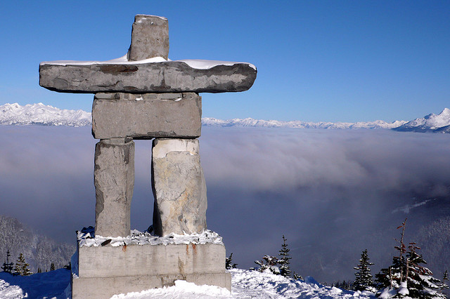 An Inukshuk is a monument made of unworked stones that are used by the Inuit for communication and survival