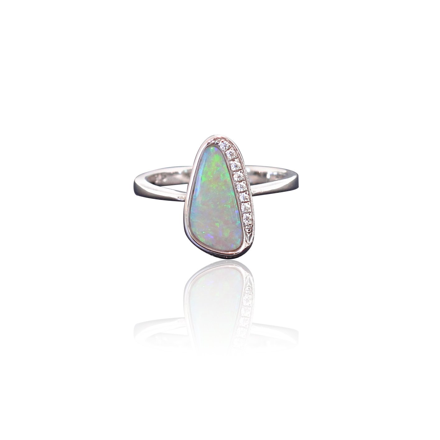 Light Multicolor Australian Opal Silver Ring