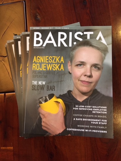  The latest issue of Barista Magazine at a Colombian micro lot specialty coffee cupping event at The Lab by Royal New York