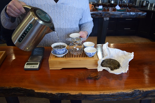 puer tea being brewed gongfu style at Royal Tea New York