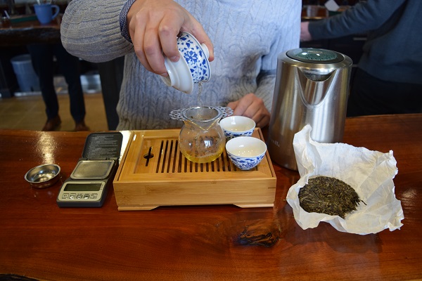 puer tea being brewed gongfu style at Royal Tea New York