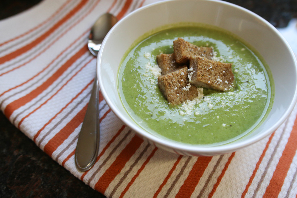Pea Soup & Homemade Croutons! Delicious and filled with fiber.