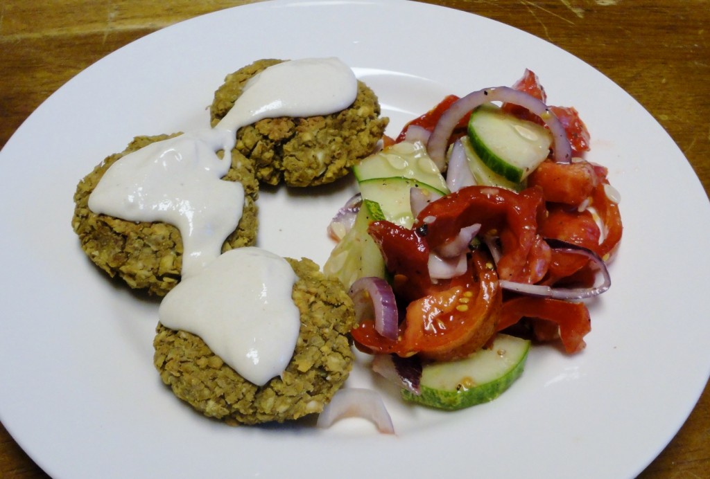 Falafel With Tomato, Cucumber, and Red Onion Salad
