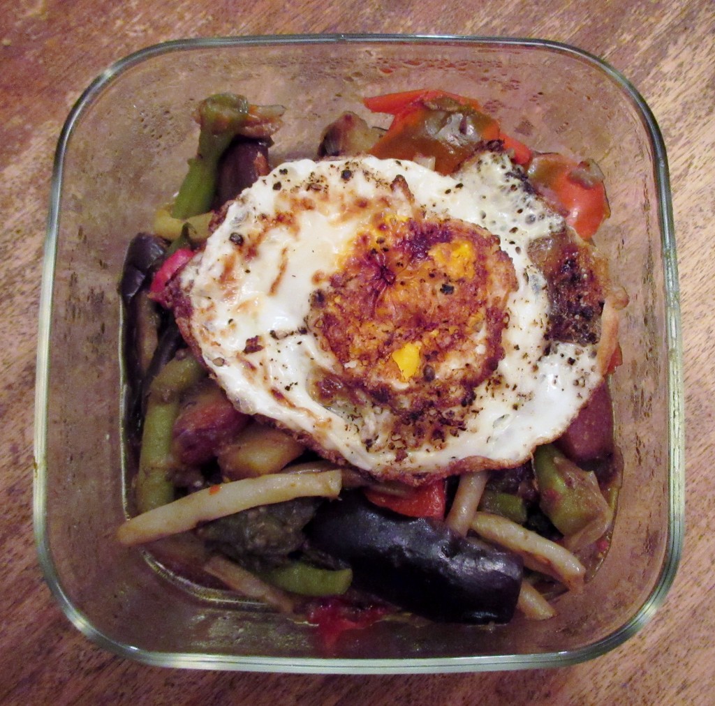 Summer Vegetable Stew with Fried Egg