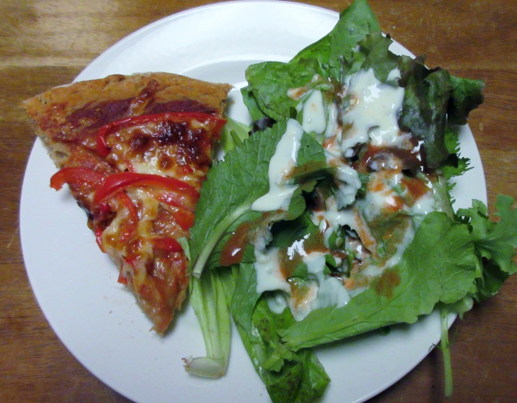 Red Pepper Pizza and Salad