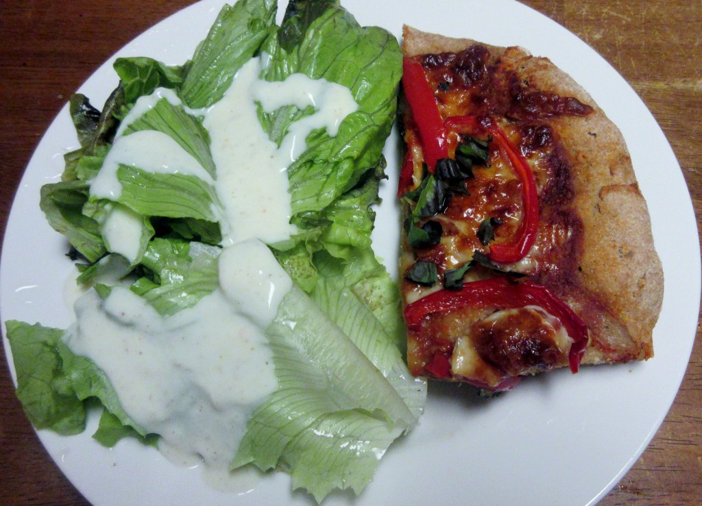 Red Pepper Pizza with Salad