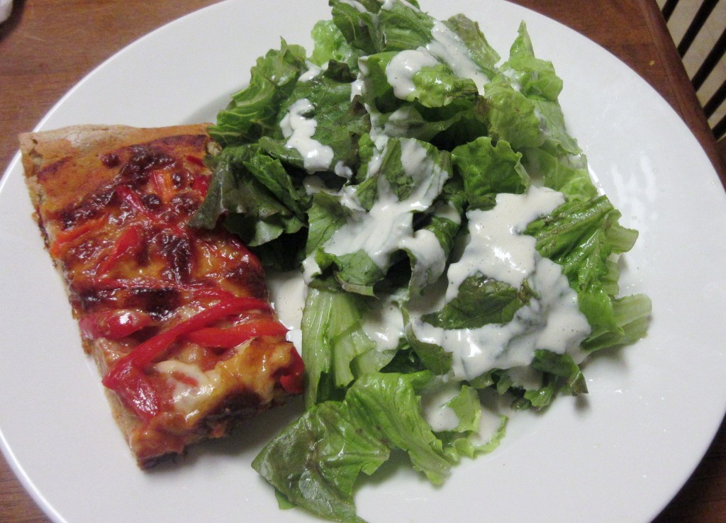 Red Pepper Pizza with Salad
