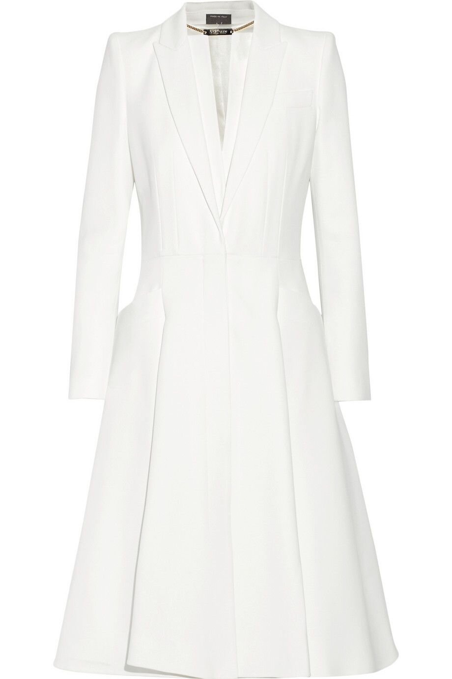 Double-Layer Lapel Coat Dress in Ivory 