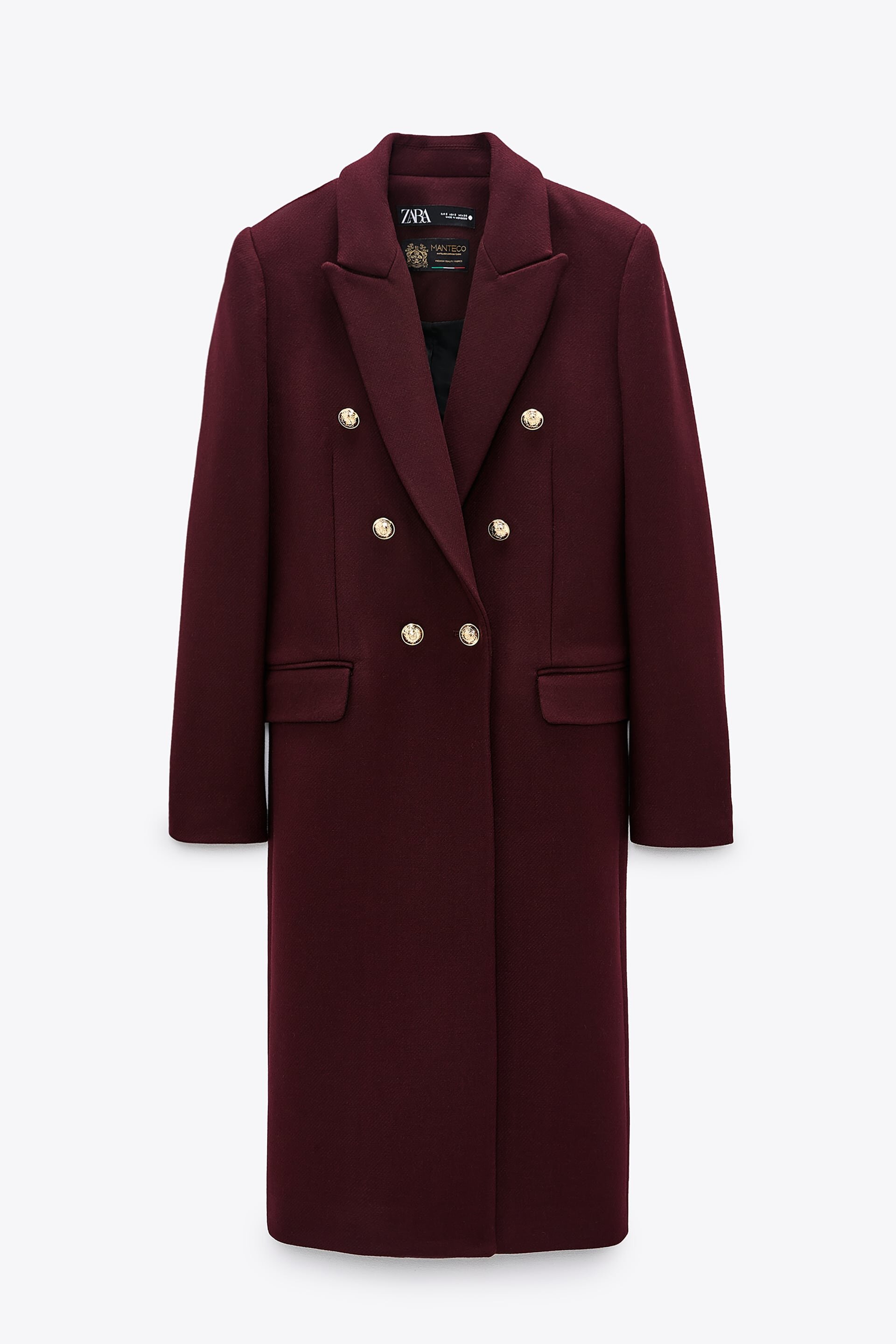 Zara Double Breasted Wool Blend Coat in Maroon — UFO No More
