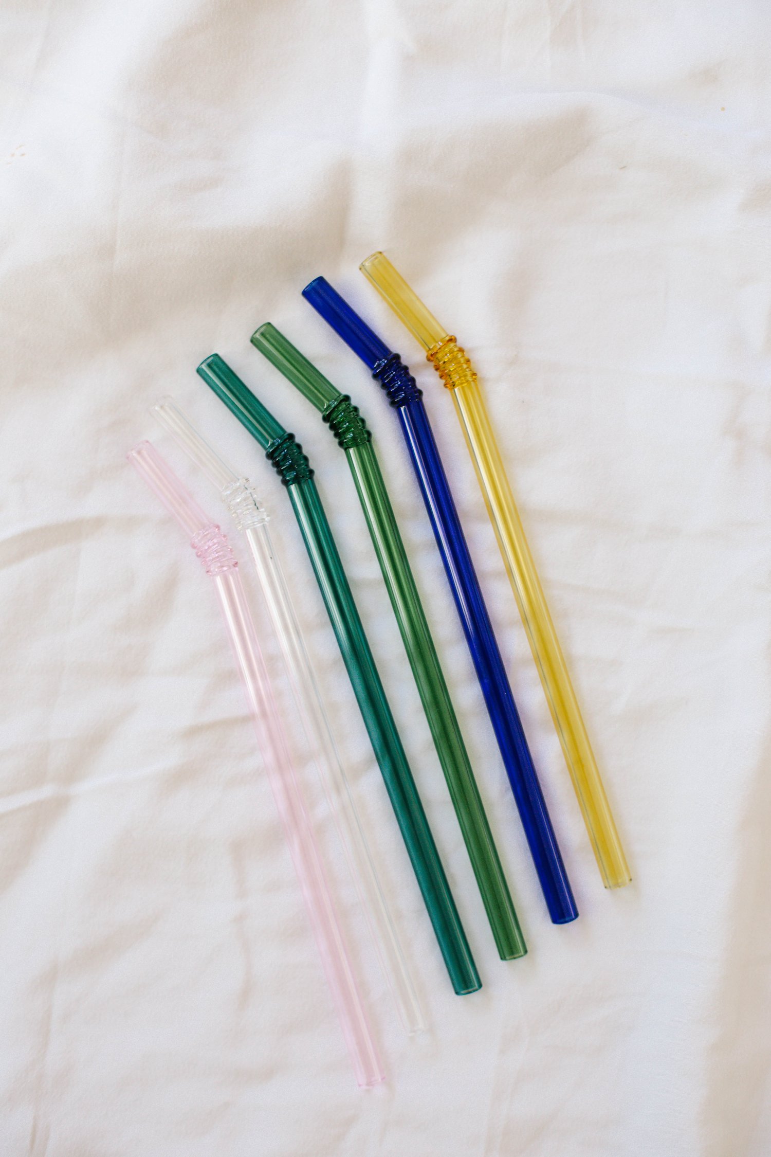 COFEST Skinny Clear Glass Straws Glass Straw – Color Bent Glass