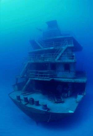 The shipwreck of the "Odyessy" in Roatan Honduras.