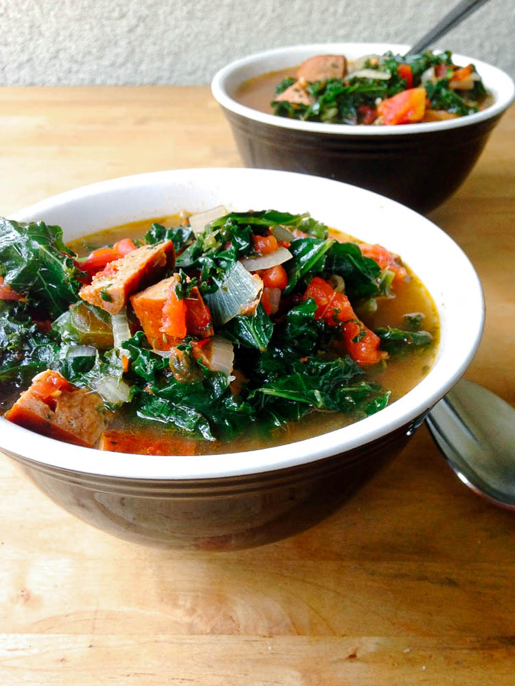 Paleo Kale-Sausage Minestrone Soup by Worthy Pause