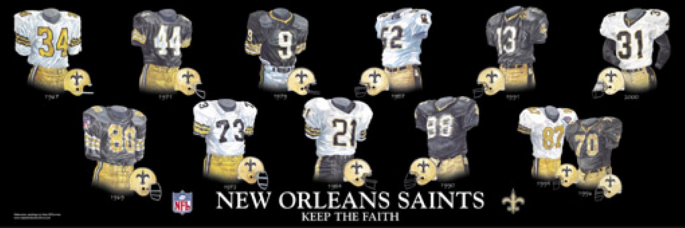 new orleans saints uniform history
