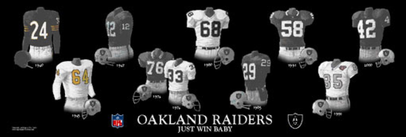 Framed Evolution History Oakland Raiders Uniforms Print — The  Greatest-Scapes