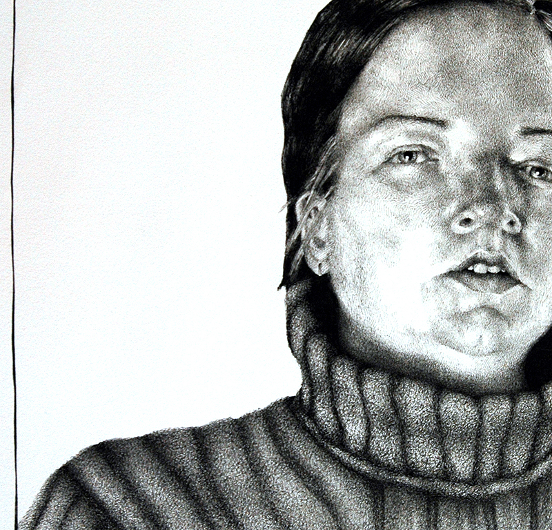 Detail from romy, ink on paper, 2009 by Sarah Atlee. Click image to view full-size.