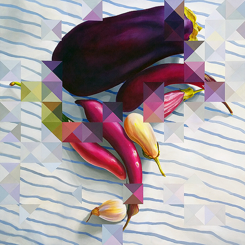 Eggplants: Averaged. Acyrlic on canvas, 36 x 36 inches, 2016 by