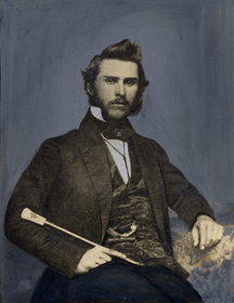 Young J. Allen in his early twenties; he mentions in a letter to his aunt and uncle (who raised him) that he stopped shaving his beard at the outset of the American Civil War. It is apparent that he never picked up the habit again.
