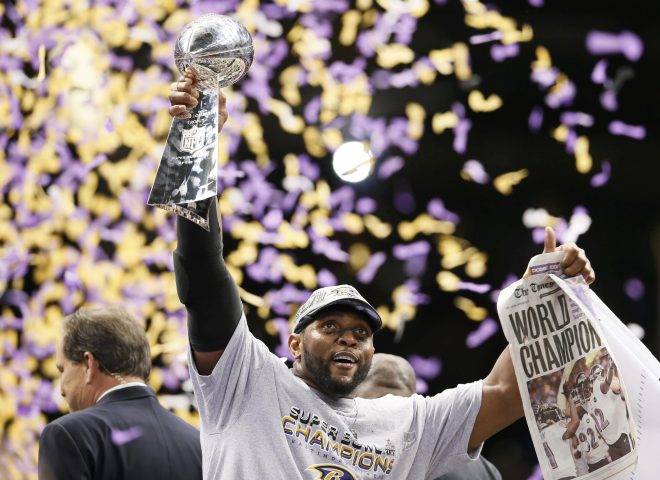 Baltimore Ravens linebacker Ray Lewis at the NFL Super Bowl XLVII. photo credit TIME sports 