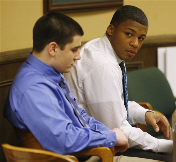 Steubenville football players, Trent Mays and Ma’lik Richmond were each sentenced to a at least a year in juvenile prison on the charge of a rape that occurred the night of a drunken high school party. Photo courtesy of NBC News.