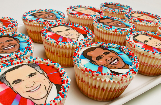 Romney Obama Cookies Cupcake portraits
