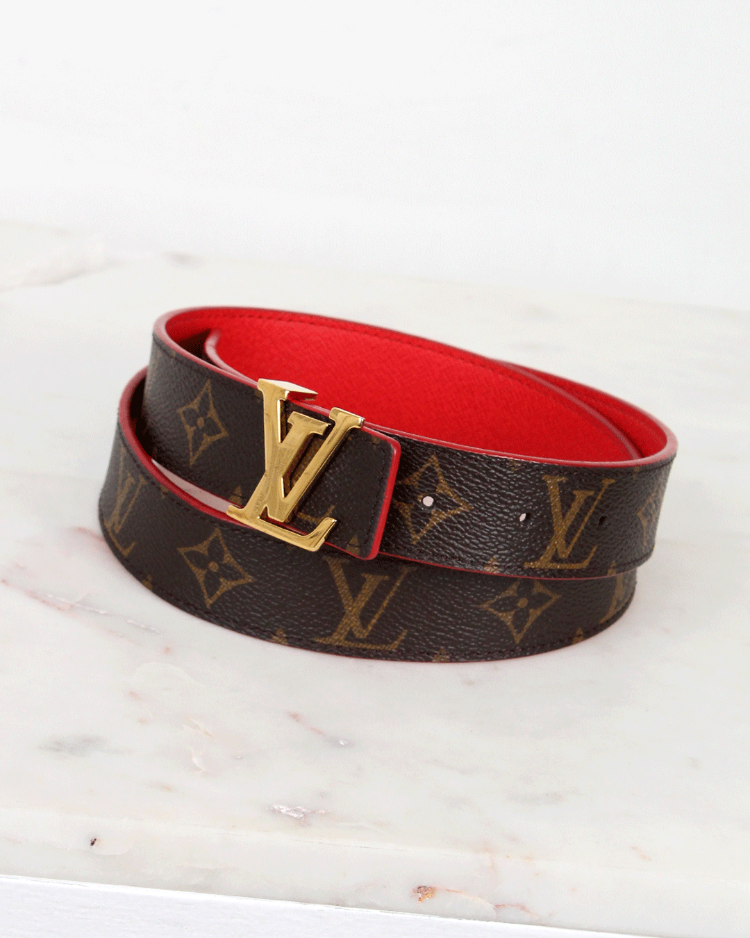 Louis Vuitton Initials Shape Belt Monogram 40MM Red